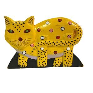 Vintage Bobbo Inc Hand Painted Decorative Wood Napkin Mail Holder